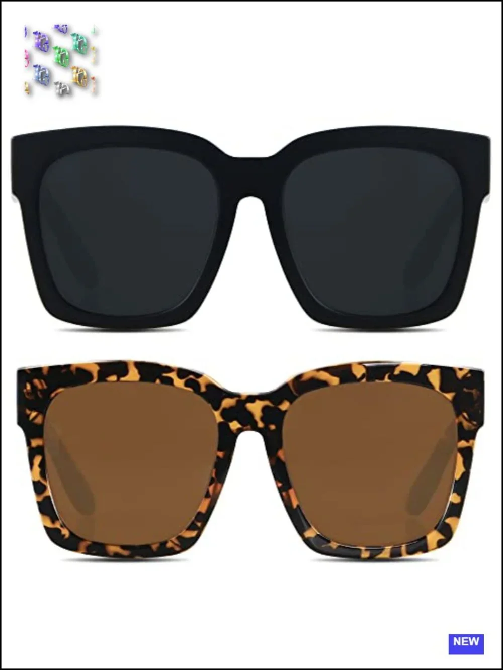 Oversized Square Sunglasses for Women XL UV400 Protection Plastic Frame